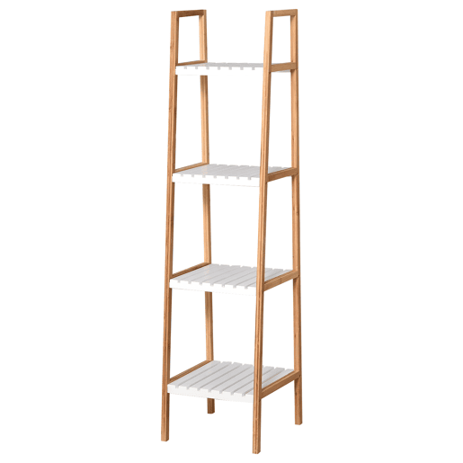 kleankin Prateleiras de banheiro com 5 níveis Estrutura de bambu e prateleiras de pinho 35x36x138.5cm Bambu branco e natural