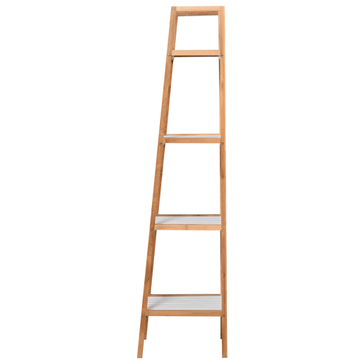 kleankin Prateleiras de banheiro com 5 níveis Estrutura de bambu e prateleiras de pinho 35x36x138.5cm Bambu branco e natural