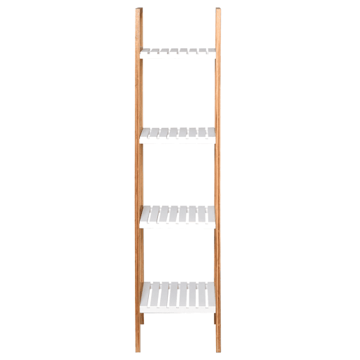 kleankin Prateleiras de banheiro com 5 níveis Estrutura de bambu e prateleiras de pinho 35x36x138.5cm Bambu branco e natural