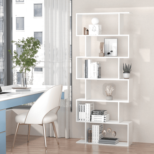 HOMCOM Estante para Livros Moderna Estante com 6 Prateleiras para Sala de Jantar Sala de Estar Estúdio 80x23x192 cm Branco