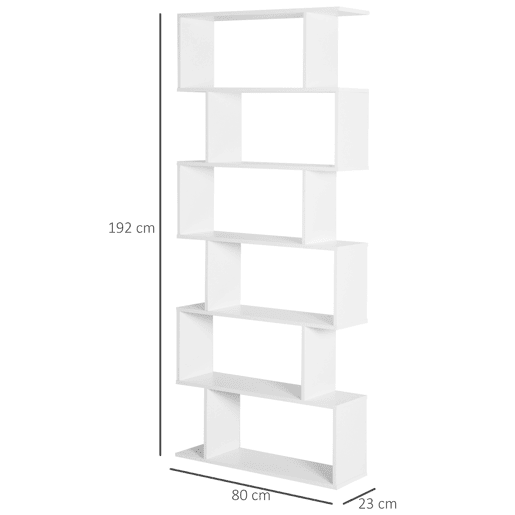 HOMCOM Estante para Livros Moderna Estante com 6 Prateleiras para Sala de Jantar Sala de Estar Estúdio 80x23x192 cm Branco