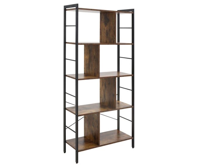 Homcom estantería librería de 4 niveles con 8 compartimentos de almacenamiento estilo industrial para sala de estar oficina dormitorio 74x30x157,5 cm
