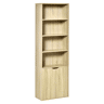 HOMCOM Estante para Livros de 6 Níveis, Estante com 2 Portas, 4 Prateleiras Abertas, Armário Alto para Sala, Escritório, 59x29x180 cm, Natural