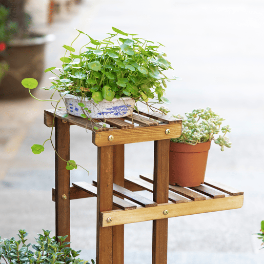 Outsunny Suporte de Madeira para Flores Estante Decorativa para Vasos de Plantas com 6 Prateleiras Interior e Exterior para Jardim Balção Terraço 98x28x96,5cm Natural