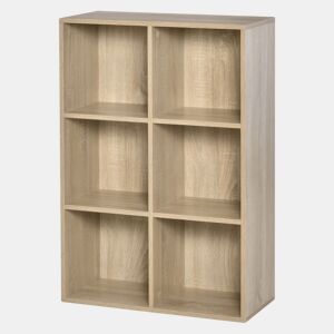 HOMCOM Estante de 3 Níveis, Estante para Livros com 6 Cubos de Arrumação, para Sala de Estar, Quarto, Escritório, 65,5x30x97,5 cm, Carvalho