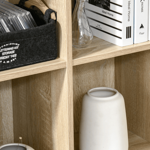 HOMCOM Estante de 3 Níveis, Estante para Livros com 6 Cubos de Arrumação, para Sala de Estar, Quarto, Escritório, 65,5x30x97,5 cm, Carvalho