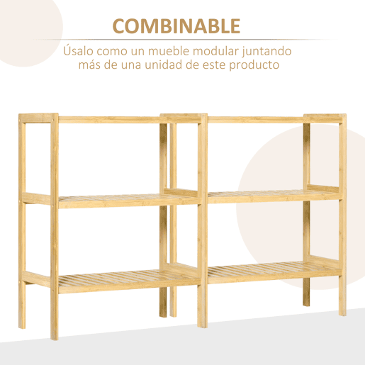 HOMCOM Estante de Bambu de 3 Níveis Móvel Organizador Multifuncional para Casa de Banho Cozinha Sala de Estar 62x33x80cm Natural