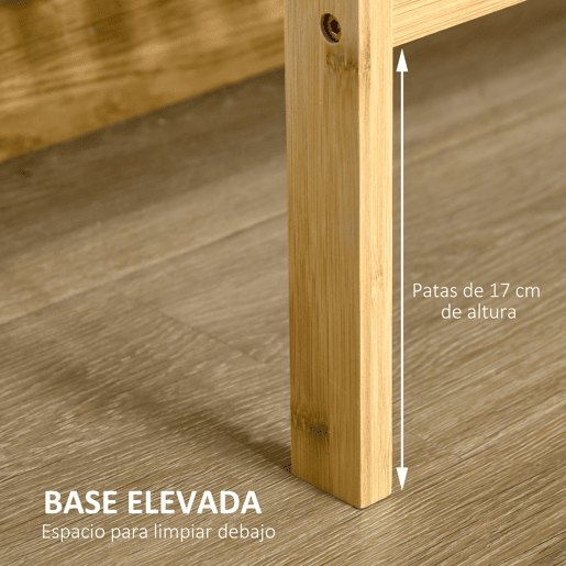 HOMCOM Estante de Bambu de 3 Níveis Móvel Organizador Multifuncional para Casa de Banho Cozinha Sala de Estar 62x33x80cm Natural