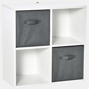 HOMCOM Estante para Livros de 4 Cubos Estante Modular com 2 Cestos Removíveis de TNT para Escritório Estúdio Dormitório 61,5x30x61,5cm Branco e Cinza