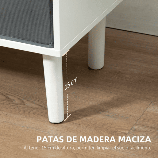 HOMCOM Móvel de TV para Televisores de até 50 Polegadas Móvel de Sala de Estar Moderno com 2 Gavetas de Tecido 2 Prateleiras Abertas e Orifício Passa Cabos 110x29x46,5cm Branco e Cinza