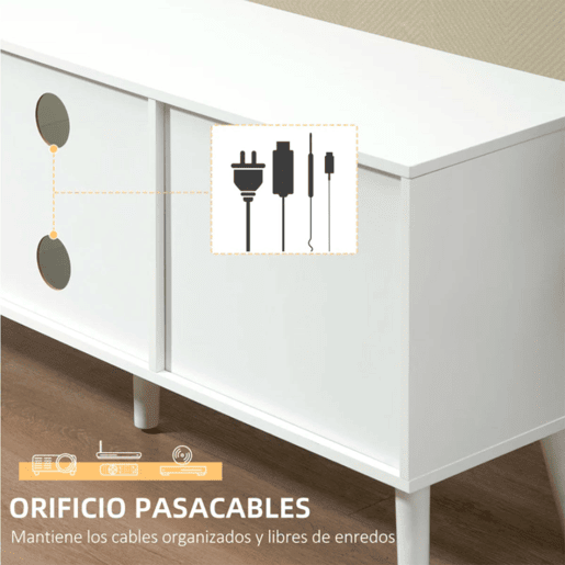 HOMCOM Móvel de TV para Televisores de até 50 Polegadas Móvel de Sala de Estar Moderno com 2 Gavetas de Tecido 2 Prateleiras Abertas e Orifício Passa Cabos 110x29x46,5cm Branco e Cinza
