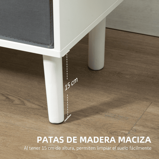 HOMCOM Móvel de TV para Televisores de até 50 Polegadas Móvel de Sala de Estar Moderno com 2 Gavetas de Tecido 2 Prateleiras Abertas e Orifício Passa Cabos 110x29x46,5cm Branco e Cinza