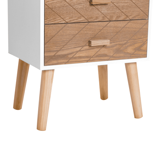 HOMCOM Mesa de Cabeceira com 4 Gavetas Mesa de Cabeceira com Espaço de Armazenamento para Dormitório 40x30x75 cm Branco e Madeira