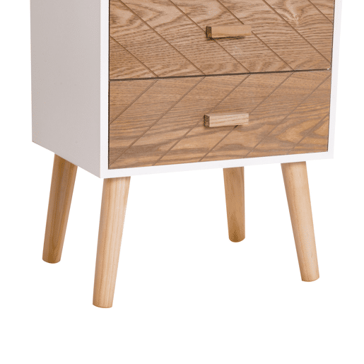 HOMCOM Mesa de Cabeceira com 4 Gavetas Mesa de Cabeceira com Espaço de Armazenamento para Dormitório 40x30x75 cm Branco e Madeira