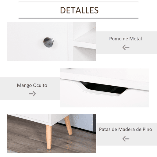 HOMCOM Armário de TV Grande armazenamento com armário prateleiras e gavetas abertas Carga 30 kg 120x28x44 cm Branco