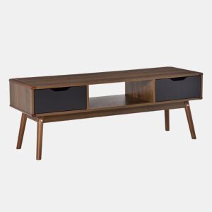 HOMCOM Suporte de TV Mesa da sala de estar para TV de 50 com 2 gavetas e compartimento aberto Estilo Moderno 122x39x46 cm Marrom
