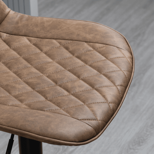 HOMCOM Conjunto de Bancos de Bar Estofados em PU Bancos Altos de Sala de Jantar com Altura Ajustável Assento Giratório e Apoio para os Pés Carga Máxima 120kg 46,5x51x86-106cm Marrom