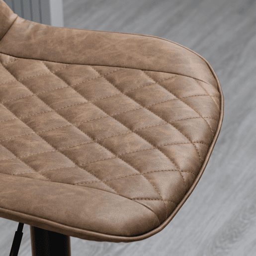 HOMCOM Conjunto de Bancos de Bar Estofados em PU Bancos Altos de Sala de Jantar com Altura Ajustável Assento Giratório e Apoio para os Pés Carga Máxima 120kg 46,5x51x86-106cm Marrom