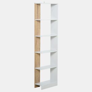 HOMCOM Prateleira de armazenamento com 5 prateleiras Estante multiuso para escritório com base elevada Design elegante 45x21x170 cm Branco e carvalho