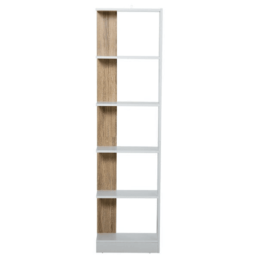 HOMCOM Prateleira de armazenamento com 5 prateleiras Estante multiuso para escritório com base elevada Design elegante 45x21x170 cm Branco e carvalho