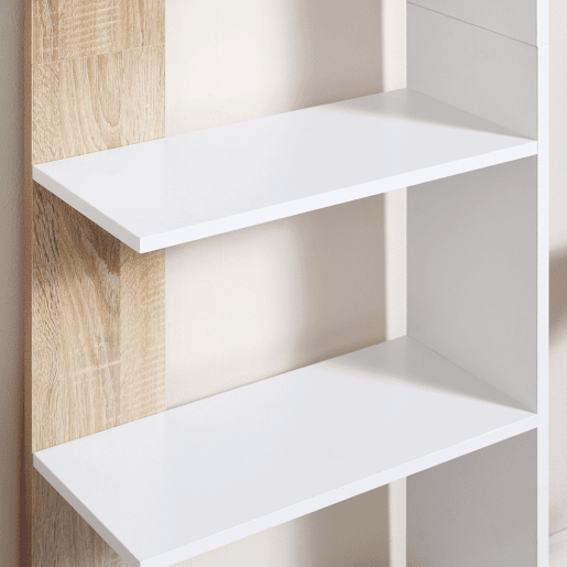 HOMCOM Prateleira de armazenamento com 5 prateleiras Estante multiuso para escritório com base elevada Design elegante 45x21x170 cm Branco e carvalho