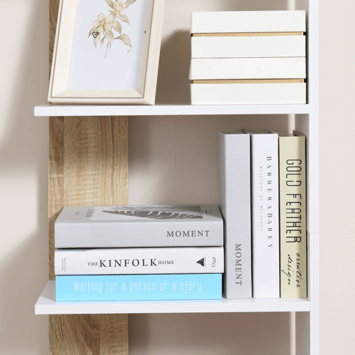 HOMCOM Prateleira de armazenamento com 5 prateleiras Estante multiuso para escritório com base elevada Design elegante 45x21x170 cm Branco e carvalho