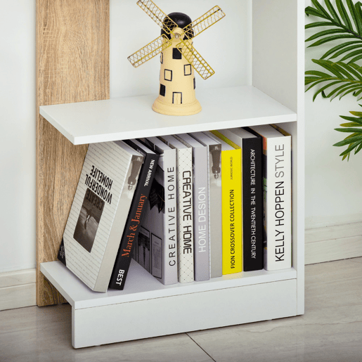 HOMCOM Prateleira de armazenamento com 5 prateleiras Estante multiuso para escritório com base elevada Design elegante 45x21x170 cm Branco e carvalho