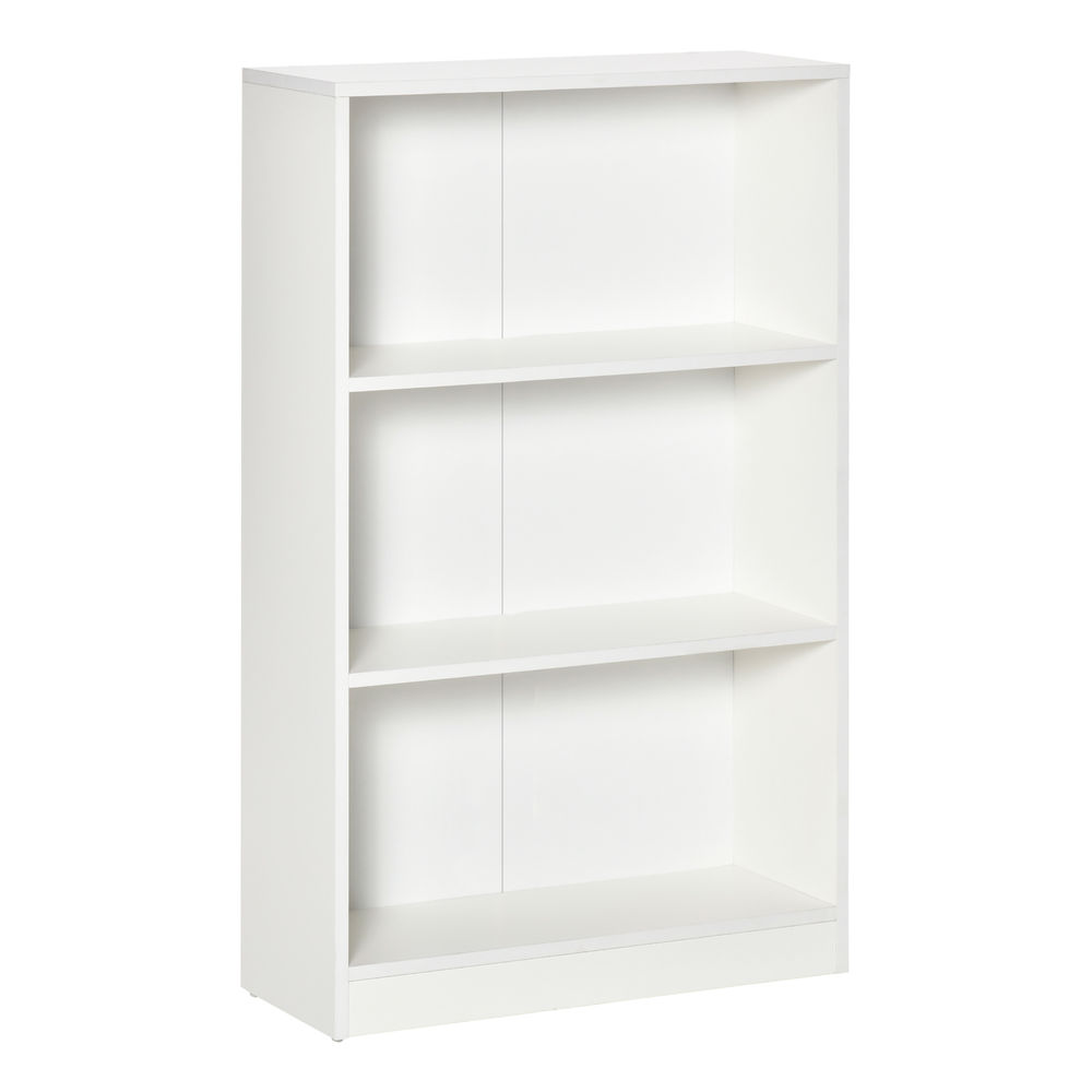 Homcom estantería librería con 3 compartimentos de almacenaje libros cds plantas para salón estudio dormitorio 62,2x24x102,4 cm blanco