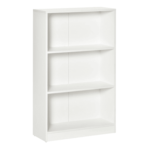 HOMCOM Estante para Livros com 3 Compartimentos de Armazenamento Livros Plantas para Sala de Estar Estúdio Dormitório 62,2x24x102,4cm Branco