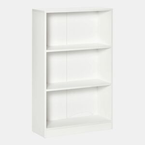 HOMCOM Estante para Livros com 3 Compartimentos de Armazenamento Livros Plantas para Sala de Estar Estúdio Dormitório 62,2x24x102,4cm Branco