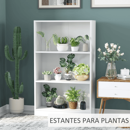 HOMCOM Estante para Livros com 3 Compartimentos de Armazenamento Livros Plantas para Sala de Estar Estúdio Dormitório 62,2x24x102,4cm Branco