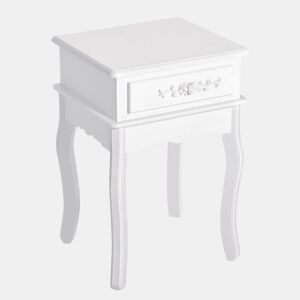 HOMCOM Mesa de Cabeceira com 1 Gaveta Mesa Auxiliar de Madeira para Dormitório Sala de Estar Estilo Moderno 40x35x60cm Branco