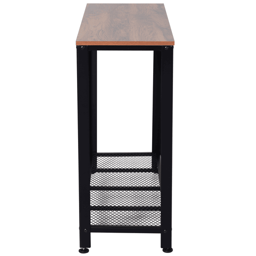 HOMCOM Mesa Consola Industrial Mesa de Entrada com Prateleira Inferior de Malha Metálica Carga 30 kg 101x35x80 cm Marrom e Preto