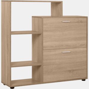 HOMCOM Sapateira de Madeira com Prateleiras Armário para Sapatos de Entrada Corredor Organizador de Sapatos Organizador Multifuncional de Armazenamento 101,5x25,5x98cm Madeira