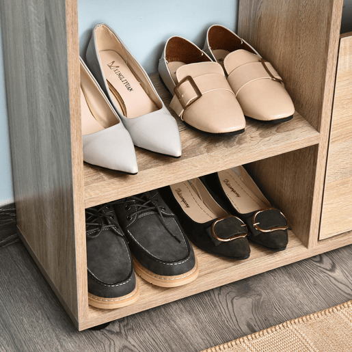 HOMCOM Sapateira de Madeira com Prateleiras Armário para Sapatos de Entrada Corredor Organizador de Sapatos Organizador Multifuncional de Armazenamento 101,5x25,5x98cm Madeira