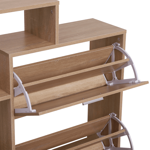 HOMCOM Sapateira de Madeira com Prateleiras Armário para Sapatos de Entrada Corredor Organizador de Sapatos Organizador Multifuncional de Armazenamento 101,5x25,5x98cm Madeira