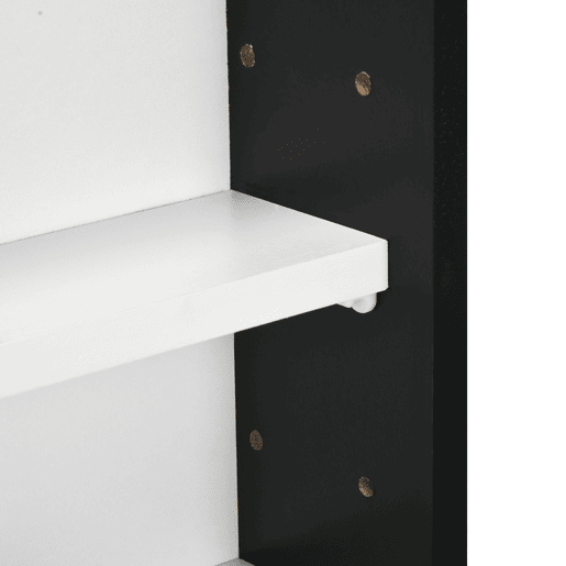 HOMCOM Vitrina Expositora de 5 Níveis para Coleções, Vitrina de Parede, com Prateleiras Ajustáveis e 2 Portas de Vidro Deslizantes, para Perfumes e Itens Decorativos, 80x9,5x60 cm, Branco e Preto