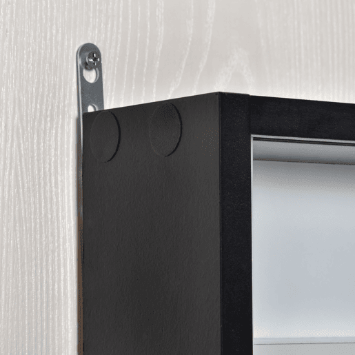 HOMCOM Vitrina Expositora de 5 Níveis para Coleções, Vitrina de Parede, com Prateleiras Ajustáveis e 2 Portas de Vidro Deslizantes, para Perfumes e Itens Decorativos, 80x9,5x60 cm, Branco e Preto