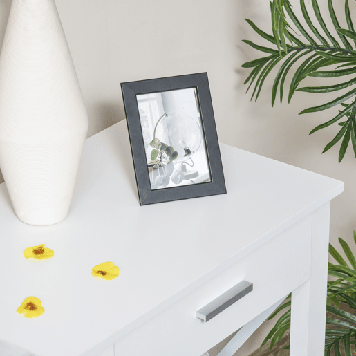 HOMCOM Mesa de console de estilo moderno com 2 gavetas e prateleiras inferiores 105x40x76 cm Branco