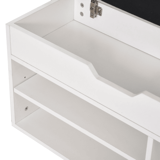 HOMCOM Sapateira com Assento Acolchoado para Entradas e Salões com 1 Gaveta e Prateleira de MDF 80x30x43cm Carga Máxima 120 kg Branco