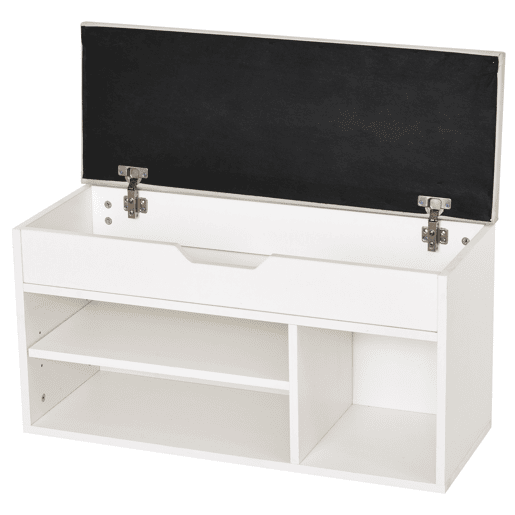 HOMCOM Sapateira com Assento Acolchoado para Entradas e Salões com 1 Gaveta e Prateleira de MDF 80x30x43cm Carga Máxima 120 kg Branco