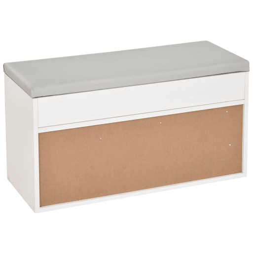 HOMCOM Sapateira com Assento Acolchoado para Entradas e Salões com 1 Gaveta e Prateleira de MDF 80x30x43cm Carga Máxima 120 kg Branco