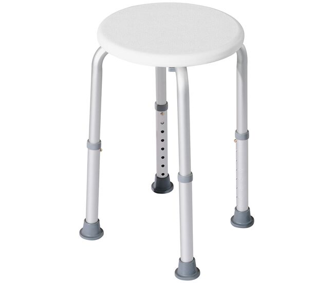 Homcom taburete de ducha, silla ducha personas mayores antideslizante con altura regulable, carga 135 kg, taburete de baño para ancianos y discapacitados, blanco