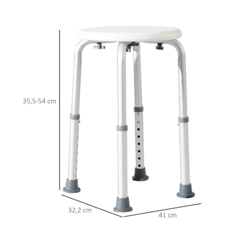 HOMCOM Banco de Duche Banco de Segurança para Duche com Altura Ajustável 32,2x41x35,5-54cm Branco
