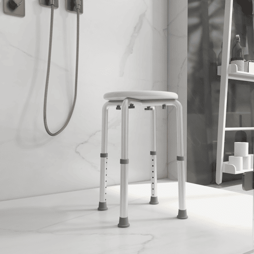 HOMCOM Banco de Duche Banco de Segurança para Duche com Altura Ajustável 32,2x41x35,5-54cm Branco