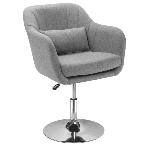 HOMCOM Cadeira de Escritório Operativa Giratória 360° Tamborete de Bar Cozinha Cabeleireiro com Encosto Envolvente Altura Ajustável Apoio para os Braços e Almofada 60x60x79-91cm Cinza