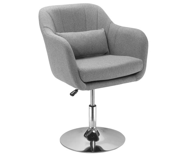 Butaca de dormitorio moderna butaca de salón giratoria tapizado en lino con altura ajustable reposabrazos y cojín butaca para sala de estar gris
