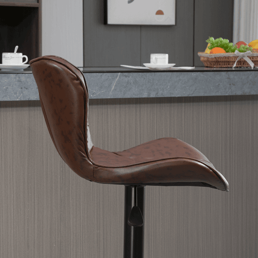HOMCOM Conjunto de 2 Bancos de Bar Estofados em Couro Sintético Bancos Altos com Altura Ajustável Giratório com Encosto e Apoio para os Pés 46,5x54x88-108cm Marrom