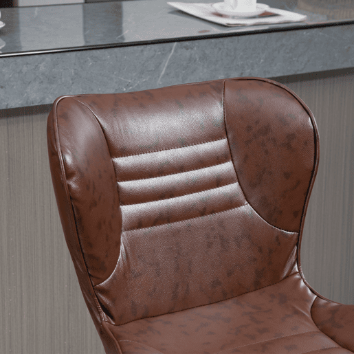 HOMCOM Conjunto de 2 Bancos de Bar Estofados em Couro Sintético Bancos Altos com Altura Ajustável Giratório com Encosto e Apoio para os Pés 46,5x54x88-108cm Marrom