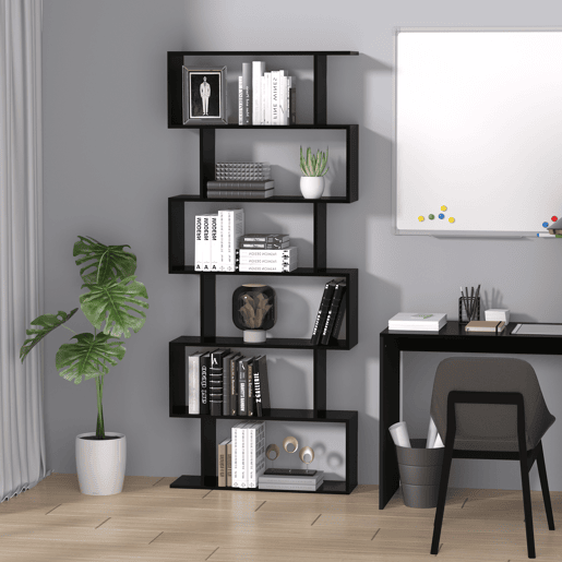HOMCOM Estante para Livros Moderna Estante com 6 Prateleiras para Sala de Jantar Sala de Estar Estúdio 80x23x192 cm Preto